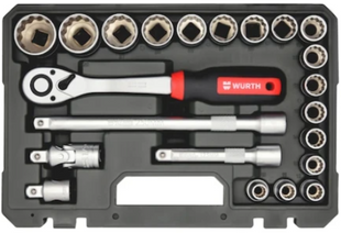 Набір інструментів Wurth Red Stripe 1/2", 12-гранний, 22 предмети, 5763112222 5763112222 фото