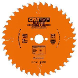 Пильний диск по алюмінію та пластику CMT 165x20x40Т K2.2/1.6 -6&deg; Neg. (296.165.40H) 296.165.40H фото